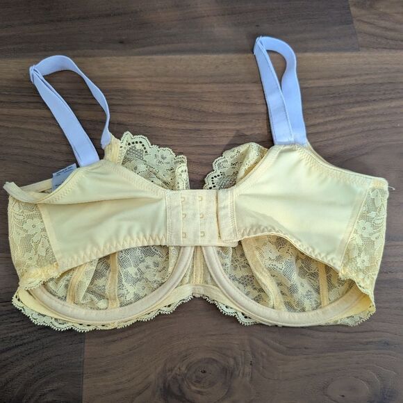 FREYA Offbeat Side Support Bra In Lemon Fizz Size US 32J Yellow Bralette Lace - Picture 3 of 3